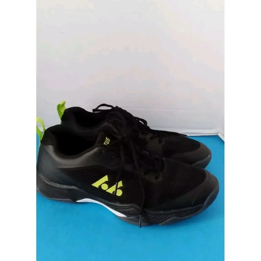 Athletic Works Black Tennis Shoe Neon Yellow Accent Lightweight Training Sneaker